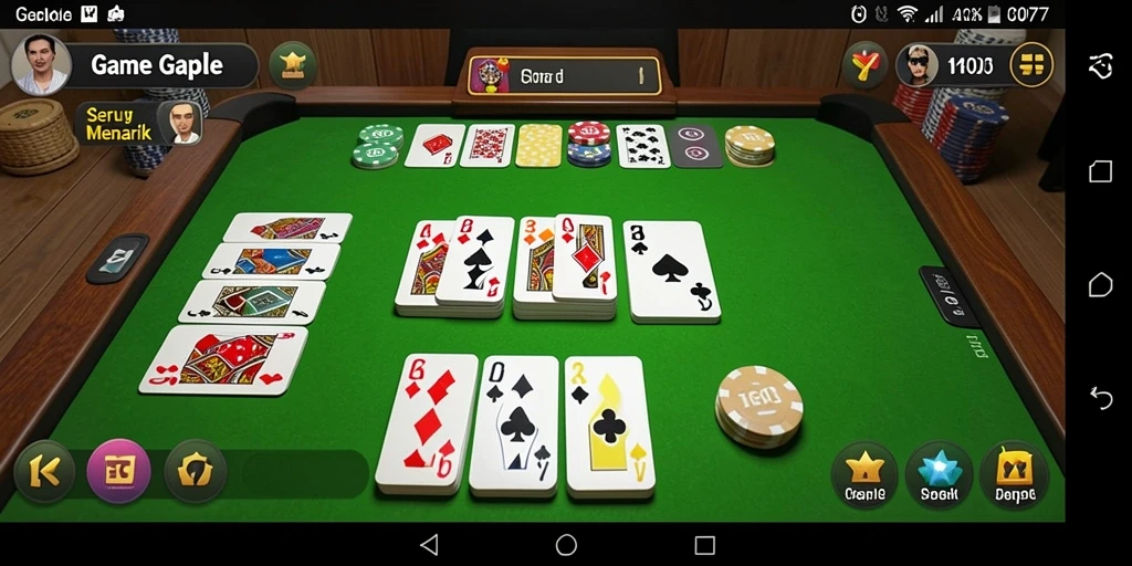 Tampilan gameplay seru C0077 dengan kartu Gaple yang menarik.