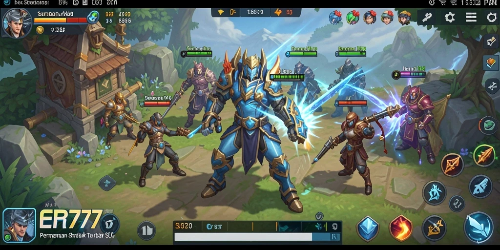 Screenshot gameplay SLG yang menampilkan pertarungan epik dan pembangunan kerajaan.