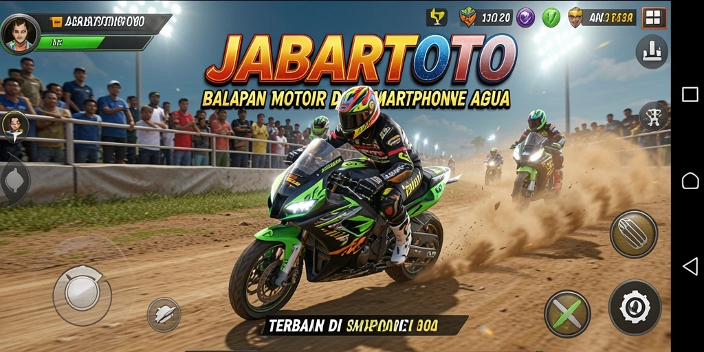 Tampilan gameplay JABARTOTO yang menampilkan kecepatan balapan motor.