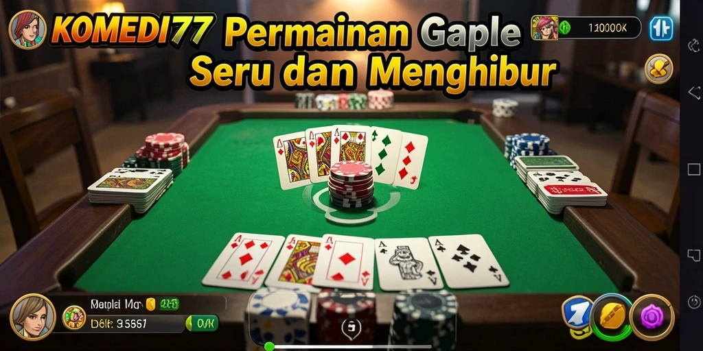 Tampilan gameplay seru di KOMEDI77 yang menghadirkan permainan Gaple.