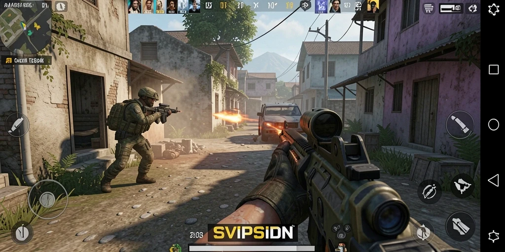 Screenshot menunjukkan aksi gameplay menegangkan dalam SVIPSIDN.