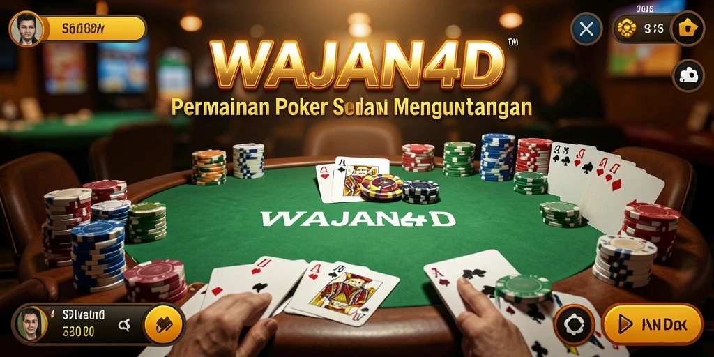 Screenshot gameplay WAJAN4D menampilkan aksi poker seru dan interaksi pemain.